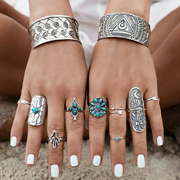 **SOLD OUT***- 8 per PKG BOHEMIAN SILVER RINGS - Picture 4 of 6